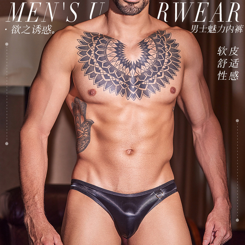 Men's Sexy Breathable Low-waisted Slim-fit Hollow-out Sexy Underwear Trendy Men's Nightclub New Cross-border European and American Thongs