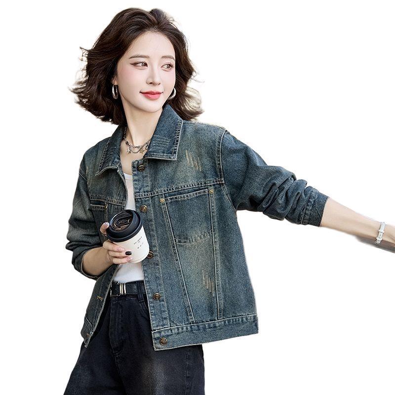 时髦牛仔外套女短款2025新款春秋港风美式复古设计感夹克长袖上衣|undefined