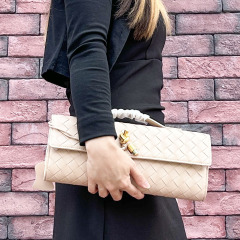 2024春新款手工編織晚宴法棍包歐美風時尚斜挎手提單肩方形包