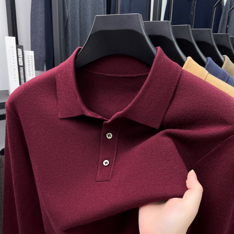 2025 Autumn New Style Cashmere + Mulberry Silk Thickened Sweater Long-Sleeve T-Shirt Men's Turn-Down Collar Dad Sweater 2025 Autumn New Style Cashmere + Mulberry Silk Thickened Sweater Long-Sleeve T-Shirt Men's Turn-Down Collar Dad Sweater