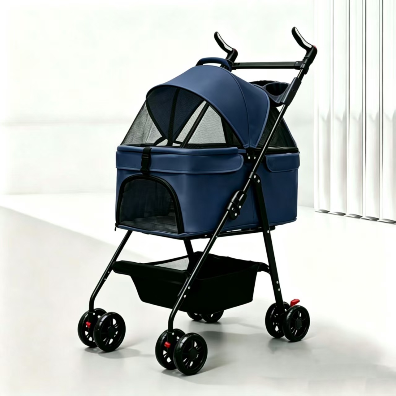 Cochecito Plegable para Mascotas de Metal, Plegable, para Exteriores