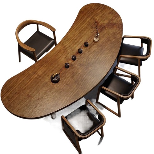3L solid wood large panel tea table and chair set minimalist modern tea console balcony curved tea brewing table conference table large tea