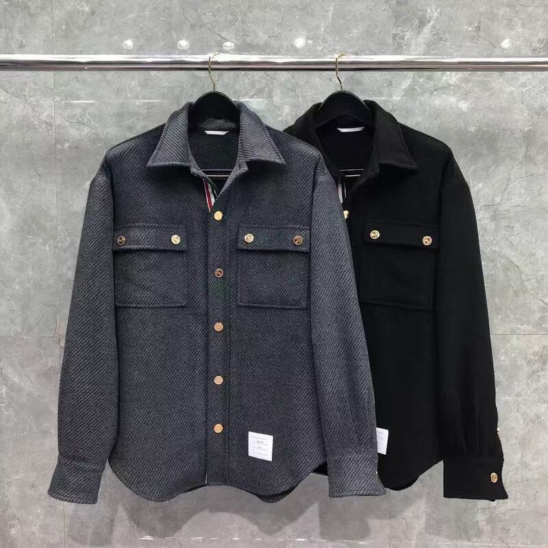 Tb Factory Direct Autumn and Winter New Gold Button Woolen Shirt Jacket Unisex Casual Comfortable Turn-Down Collar Jacket