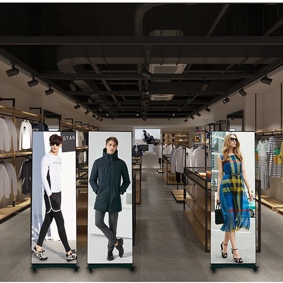 Pantalla de póster LED para interiores Pantalla LED a todo color Centro comercial Pantalla de espejo de pie ultrafina Máquina de publicidad LED