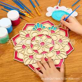 跨境DIY花卉杯垫子排灯节曼陀罗雕刻印度节日木质墙壁饰新年装饰