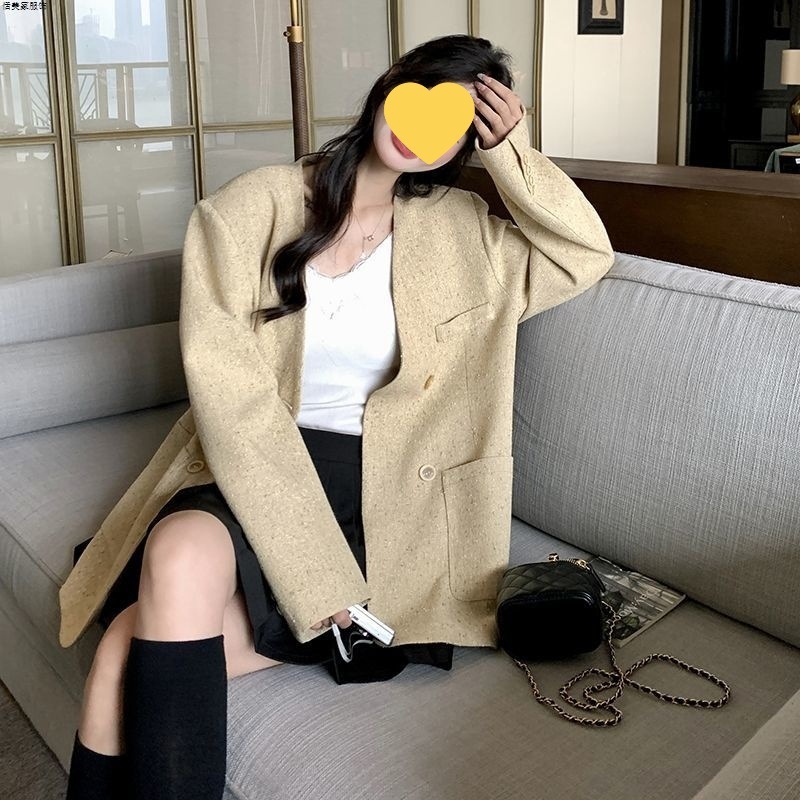 超好看无领西装外套女2025春秋新款休闲宽松高级感女神范西服上衣|undefined