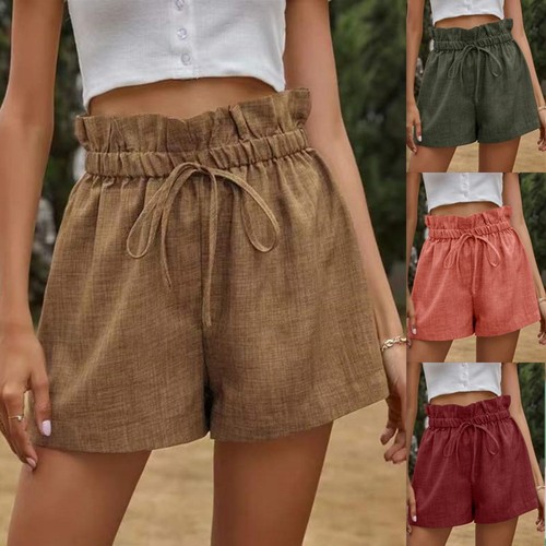 Summer Wish Women's Casual Comfort Shorts European Style High-Waisted Belted Loose Wide Leg Pants