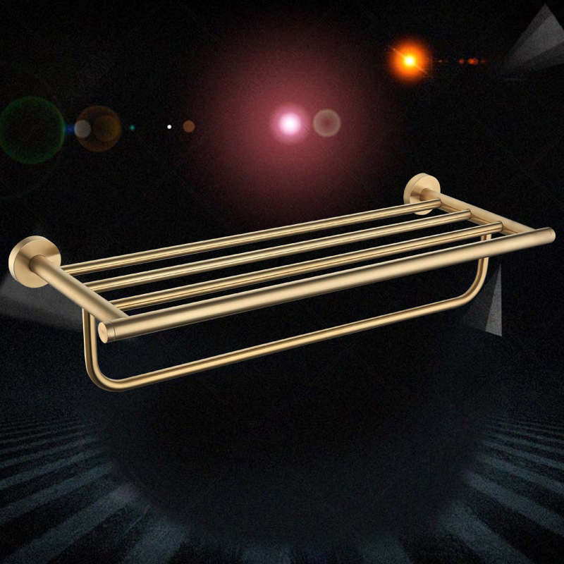 北欧304不锈钢金色浴室毛巾架卫生间置物架厕所壁挂式毛巾杆挂件