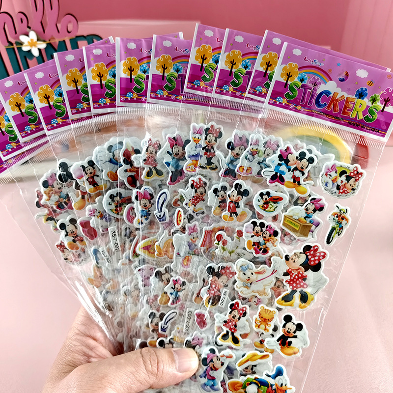 Pegatinas de burbujas de dibujos animados para niños Sanrio Kapibala Ice Animal Dinosaur Cars 3D Pegatinas estéreo