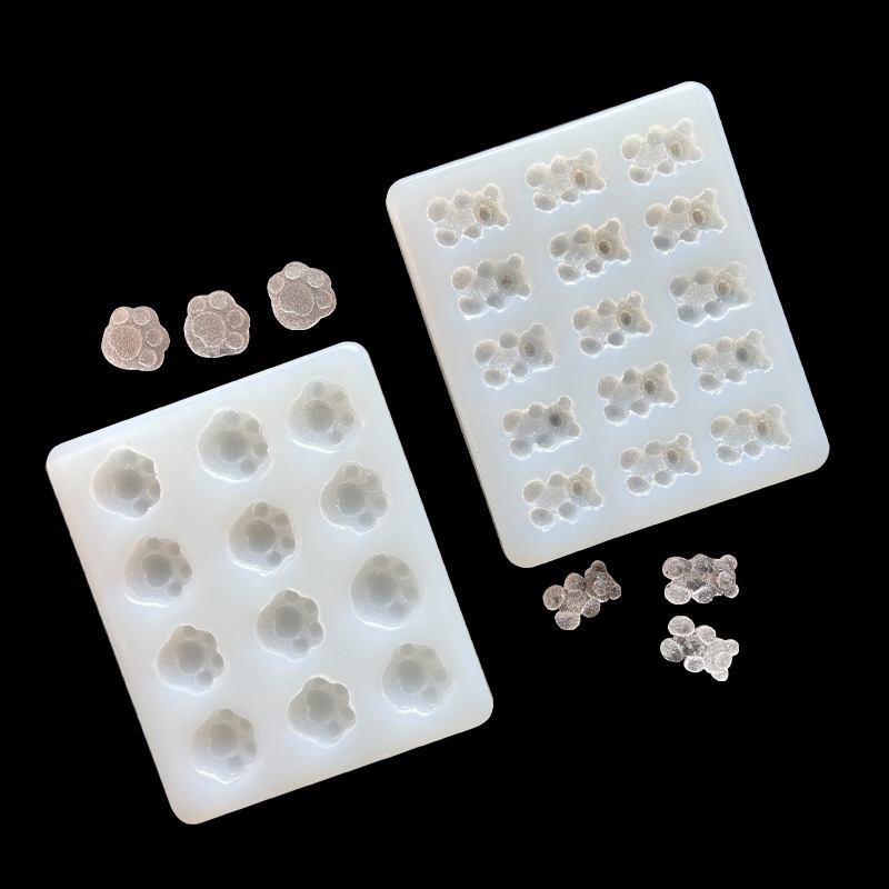 Hecho a mano epoxi azúcar molde de uñas oso amor gato garra azúcar alimentos y jugar arcilla aromaterapia vela molde de silicona
