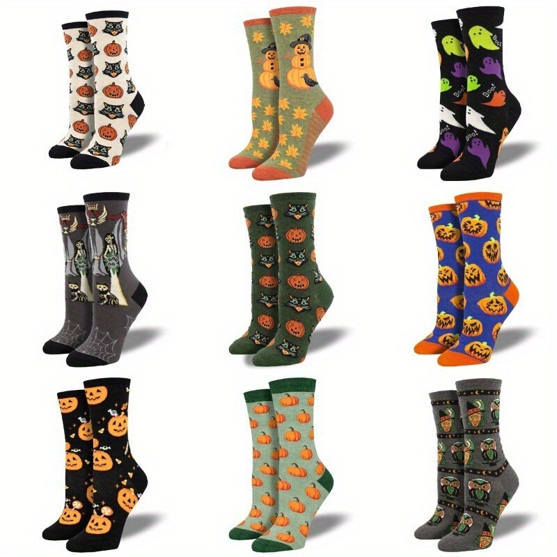 1 Pair Halloween Creative Funny Pumpkin Ghost Witch Jacquard Socks, Socks for Men and Women Couples. outdoor sports socks