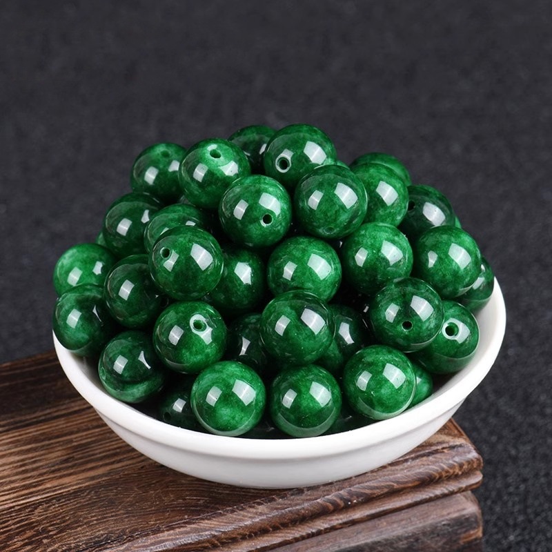 翡翠干青鐵龍生散珠半成品DIY手工串珠碧玉單珠編織手鍊項鍊配件