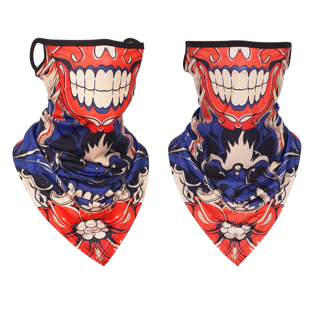 Outdoor Motorcycle New 3d Digital Printing Mask Riding Ear-hanging Triangle Towel Sunscreen Face Towel Masked Magic Tape