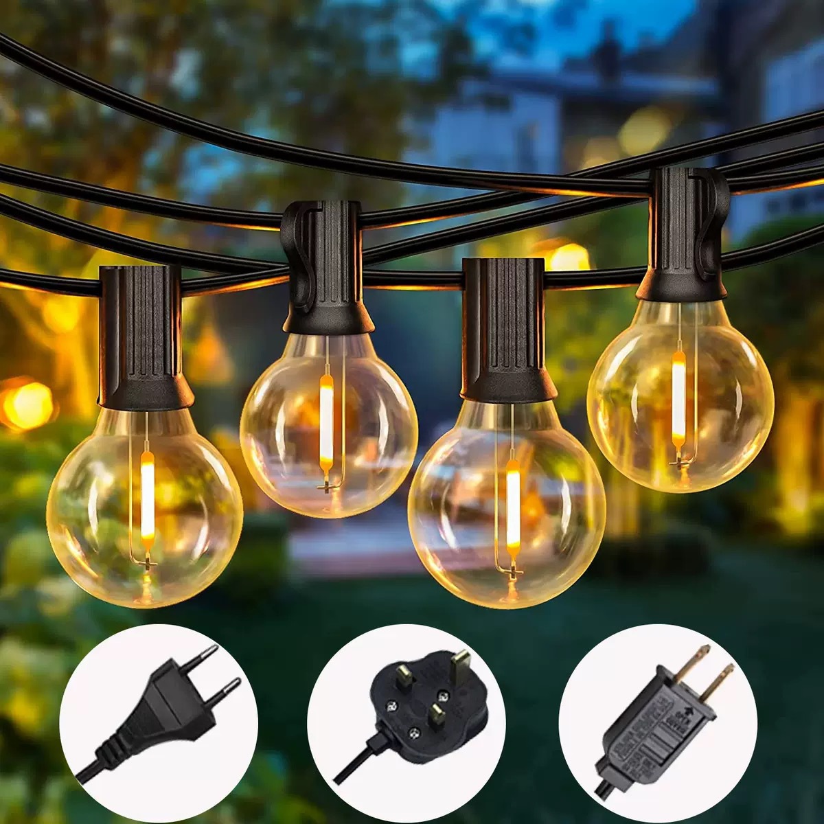 Transfronterizos venta caliente LED bombilla G40 cadena de luz solar luz de atmósfera al aire libre camping patio impermeable lámpara de decoración de vacaciones