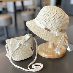 夏季韓版遮陽草帽女童帽子女寶沙灘兒童包防曬帽小女孩太陽漁夫夏