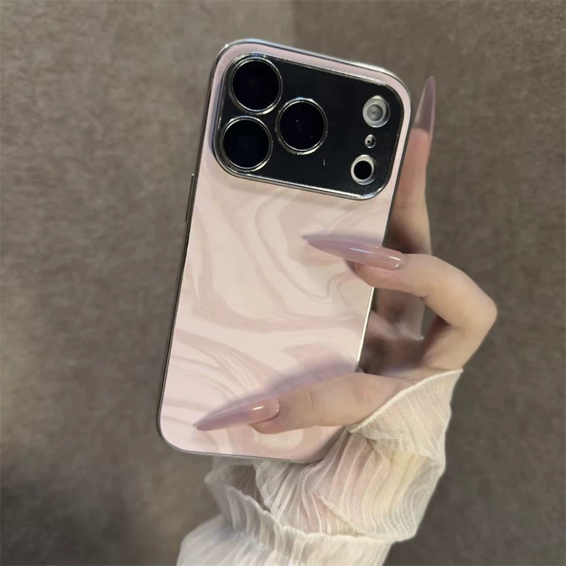 Electroplated Large Window Suitable for Iphone17Pro Mobile Phone Case Apple 16Pro Water Ripple 15Pro High-End 14P Electroplated Large Window Suitable for Iphone17Pro Mobile Phone Case Apple 16Pro Water Ripple 15Pro High-End 14P