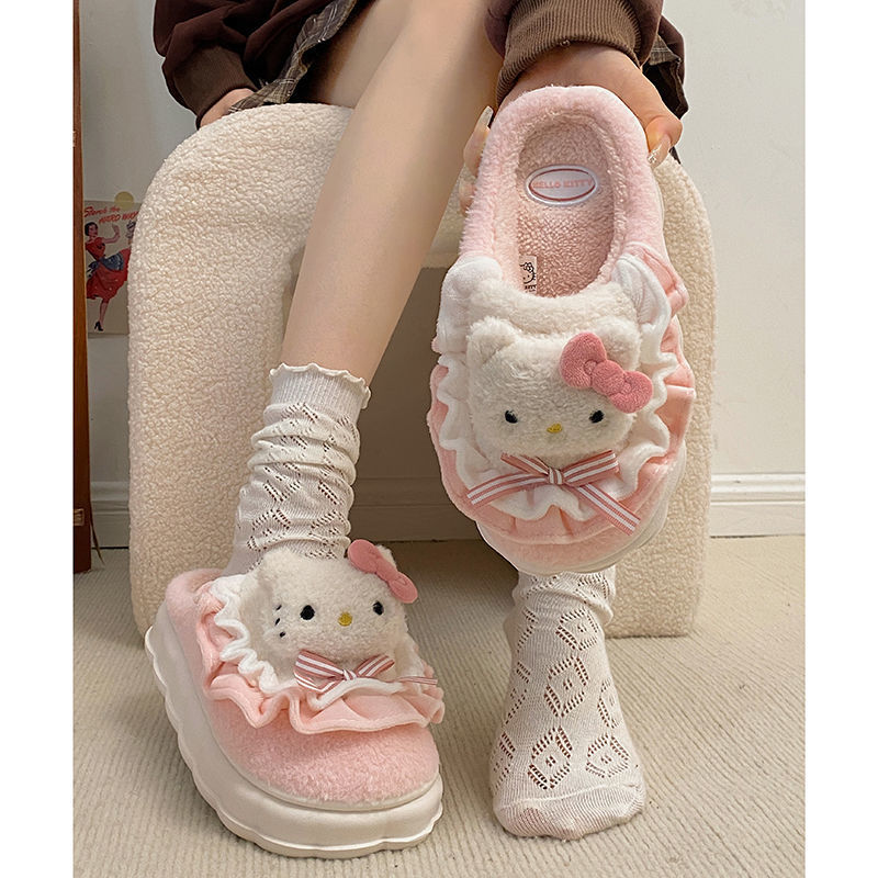 【5470人好评】Hello Kitty棉拖鞋女秋冬季室内家居可爱ins厚底防