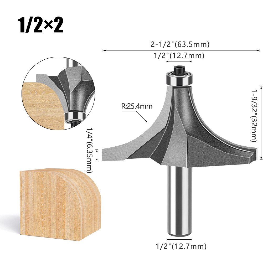Cuchillo redondo de carpintería de 1/4 mango 1/2 mango Cuchillo redondo de uso común Cuchillo redondo de aleación de alta calidad Cabeza de corte