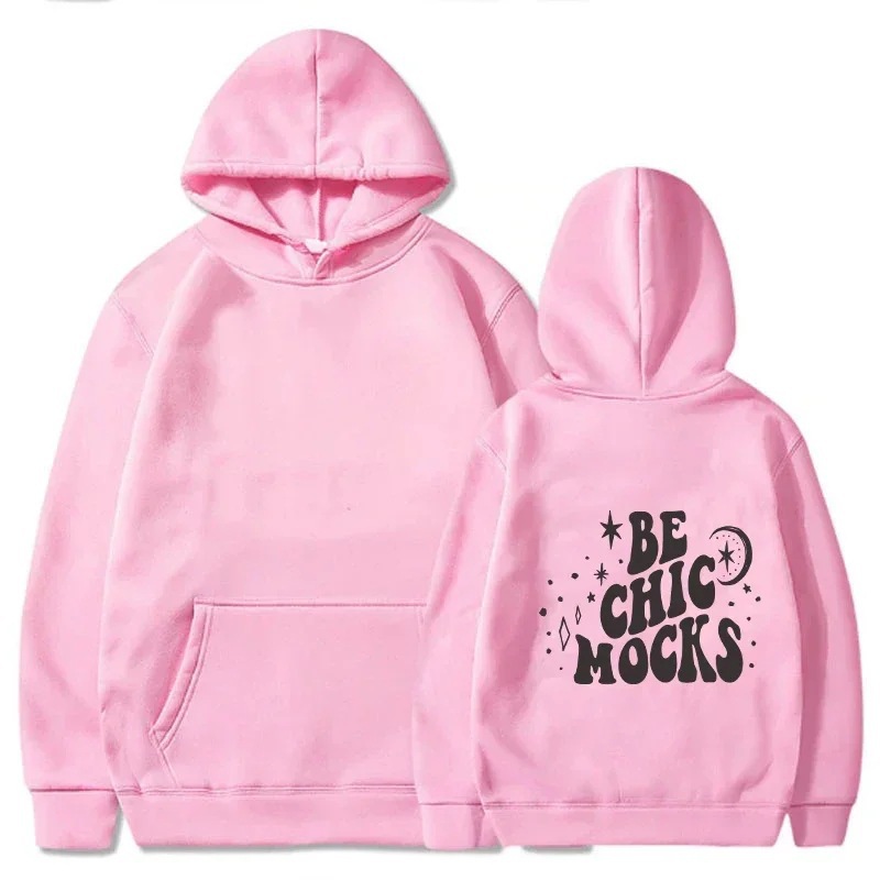 Felpa in pile da donna 2024 con stampa slogan, tasca a marsupio, coulisse e stampa con cappuccio_voghion.com