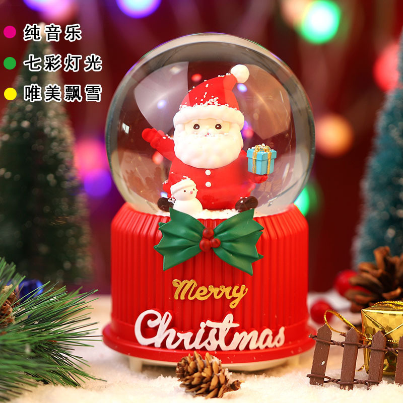 Nuevos productos transfronterizos regalos de Navidad creativos artesanía de resina decoración de escritorio adornos caja de sonido regalos de bola de cristal