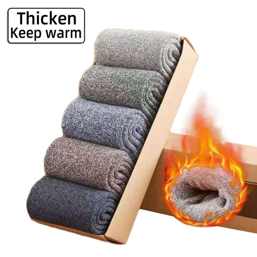 Socks for men in winter plus velvet and thickened warm terry socks for men mid-calf socks floor socks and threaded towel socks wholesale