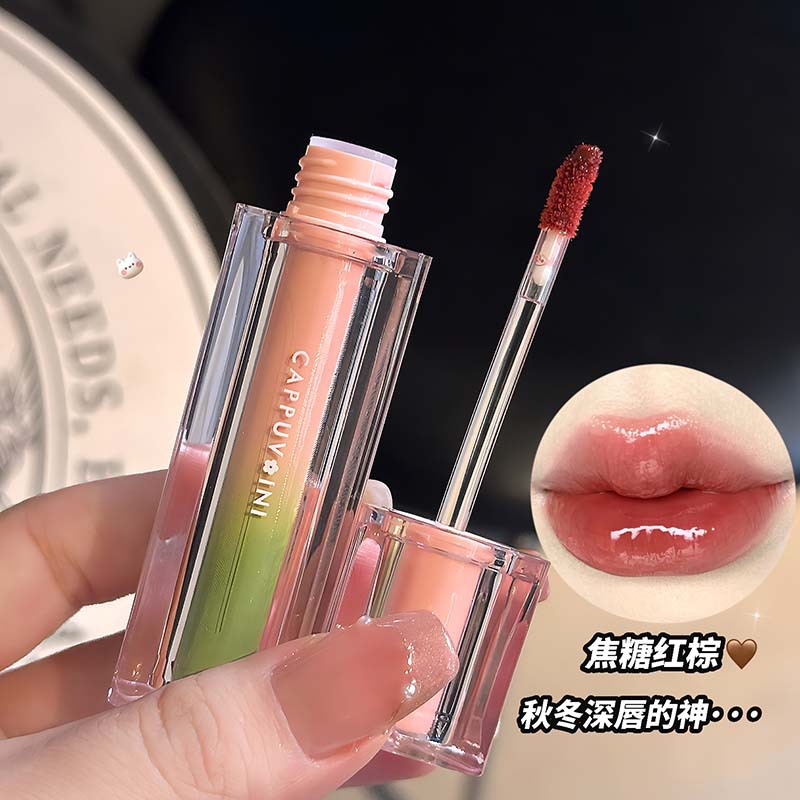 Cappuvini esmalte de labios de espejo, esmalte de labios hidratante, agua, miel de labios, gelatina de labios, gloss labial