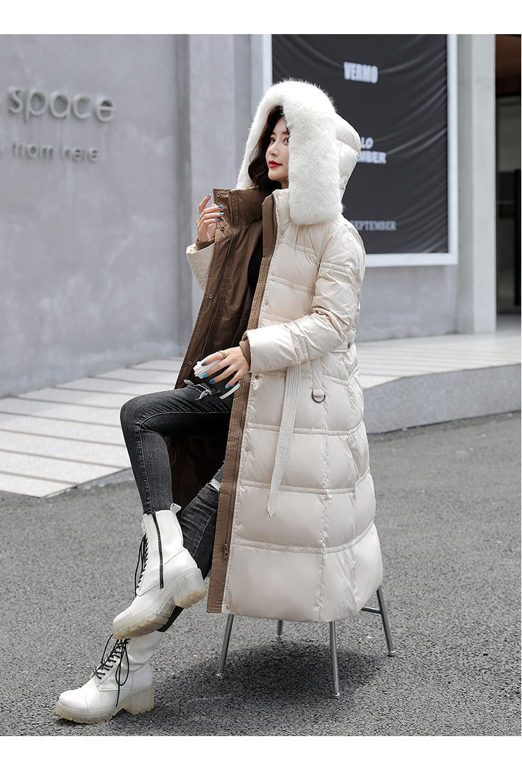 Damenbekleidung Slim Fit Winter Baumwollmantel mit Pelzkragen und Gürtel dünner Baumwollmantel Version Mantel Wintermäntel Baumwollmantel großer Pelz_voghion.com