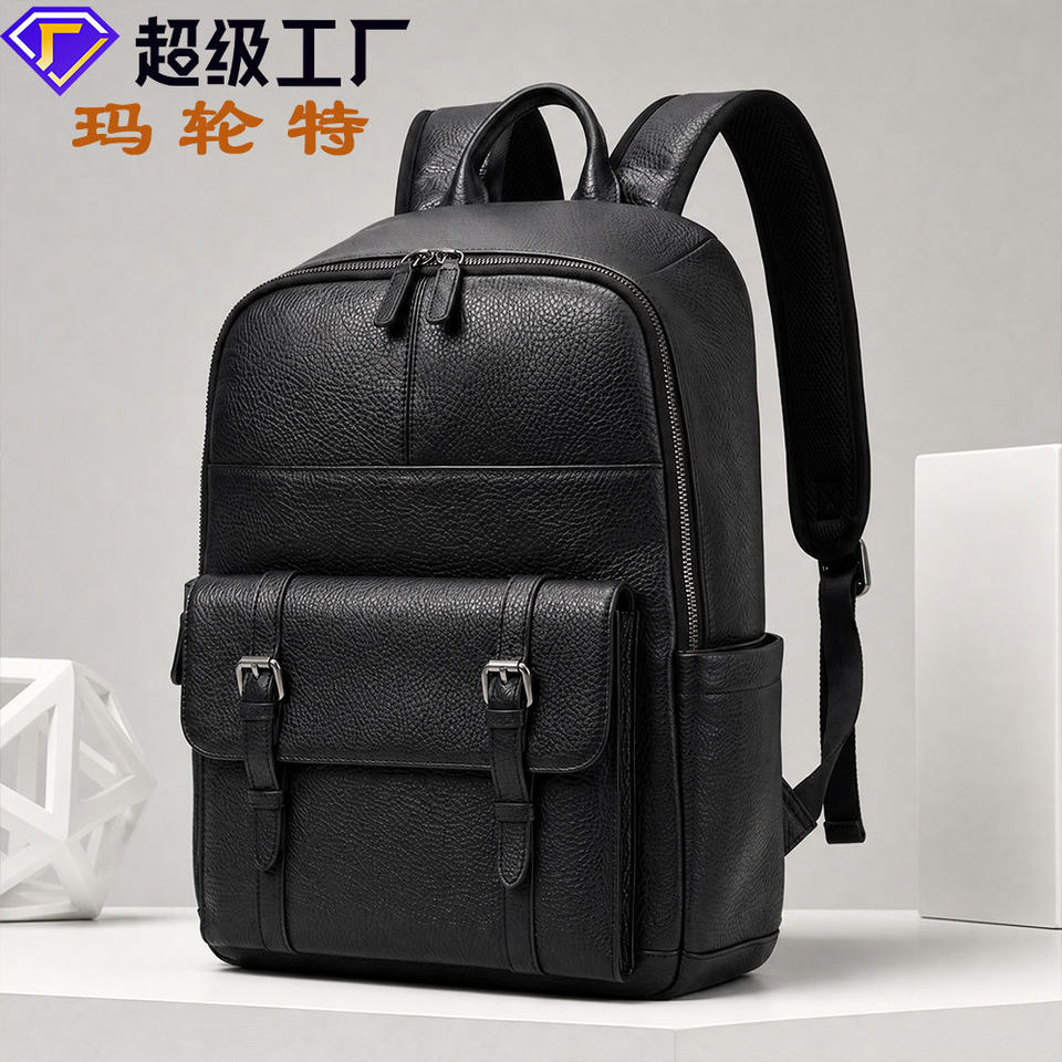 Ba lô nam da bò thật da ngựa điên phong cách Âu Mỹ cổ điển dung tích lớn 32×13×38 cm kèm ngăn laptop 15 inch — màu đen, Màu cà phê, Màu nâu đậm
