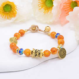 新中式小众编织手链仿蜜蜡尼泊尔民族风藏式手绳复古旅游景区手串