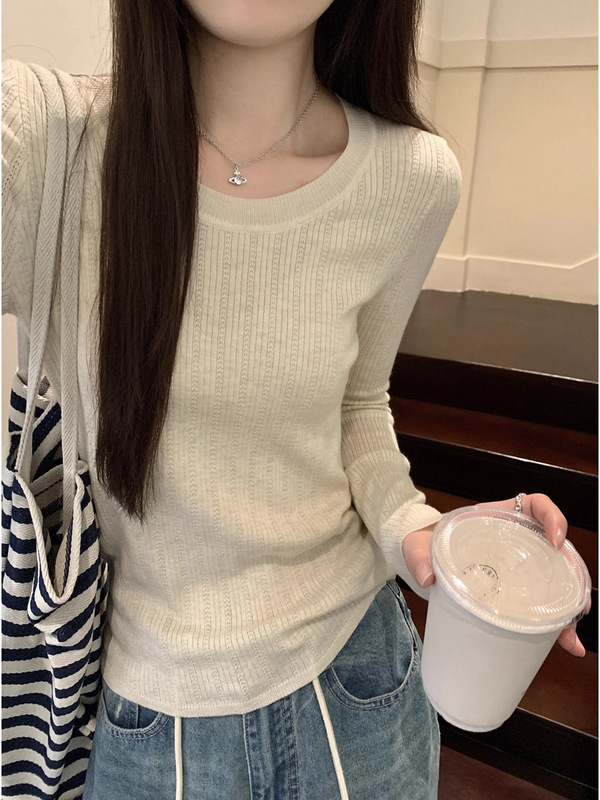 早秋2025新款气质圆领毛衣打底衫女内搭高级感韩系穿搭针织衫上衣|undefined