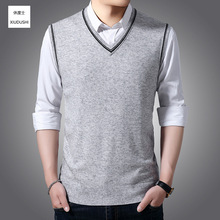 6羊毛背心马甲V领针织衫男士秋冬季新款休闲保暖羊毛衫打底衫百搭