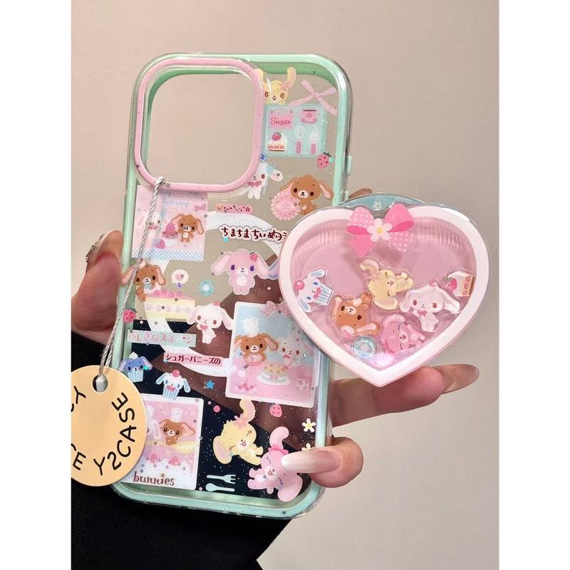 可爱卡通闪粉满屏蛋糕甜品小兔手机壳适用iPhone16151413保护女壳|undefined