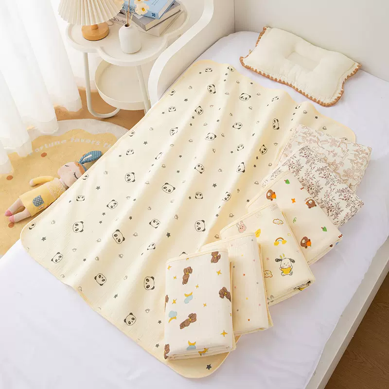 宝宝尿垫纯棉A类绉布儿童防水隔尿床垫四季双面成人可用生理床垫