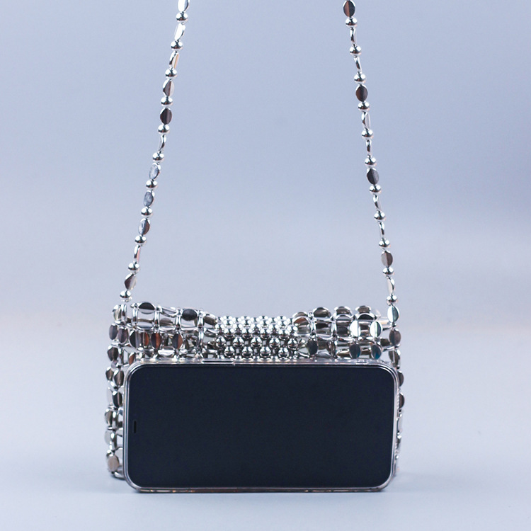 127g Weight Beading, Hollow Fashion Element Flip Cover Closure Type Chain Strap Type Straw Bag Bags Type Travel, Daily, Street Occasion Acrylic Material New Year Festival Solid Color Pattern All Seasons Season Women's Gender Elegant, Streetwear Style Square Shape Medium Size Women's Medium Arylic Solid Color Elegant Streetwear Beading Hollow Square Flip Cover Straw Bag 11
