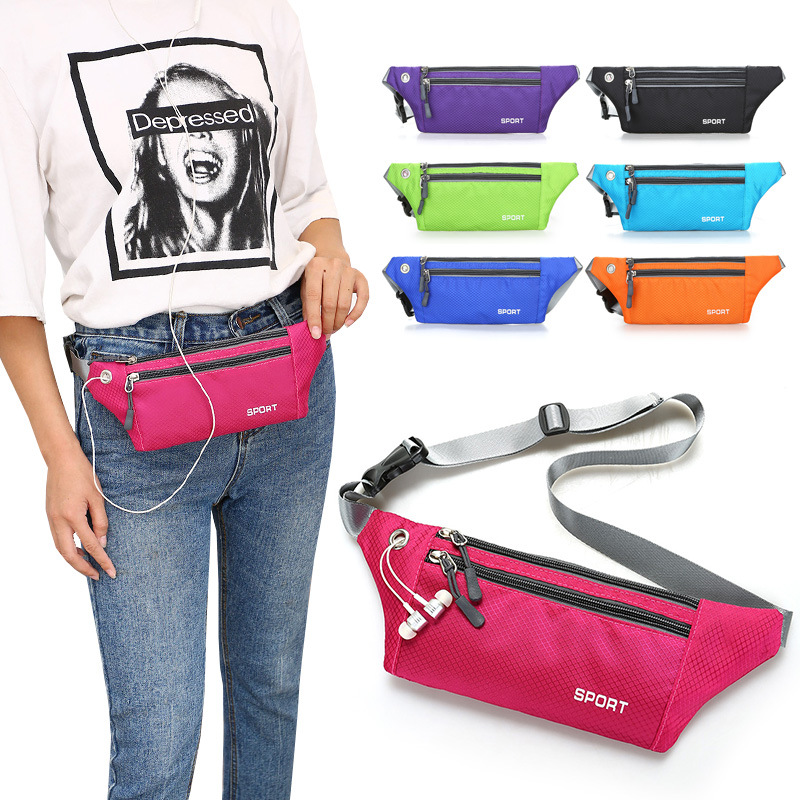 Bolsa de cintura de nylon impermeable bolsa de cintura de tela hombres y mujeres disponibles deportes corriendo bolsa delgada BOLSA DE TELÉFONO MÓVIL bolsa de ocio al aire libre al por mayor