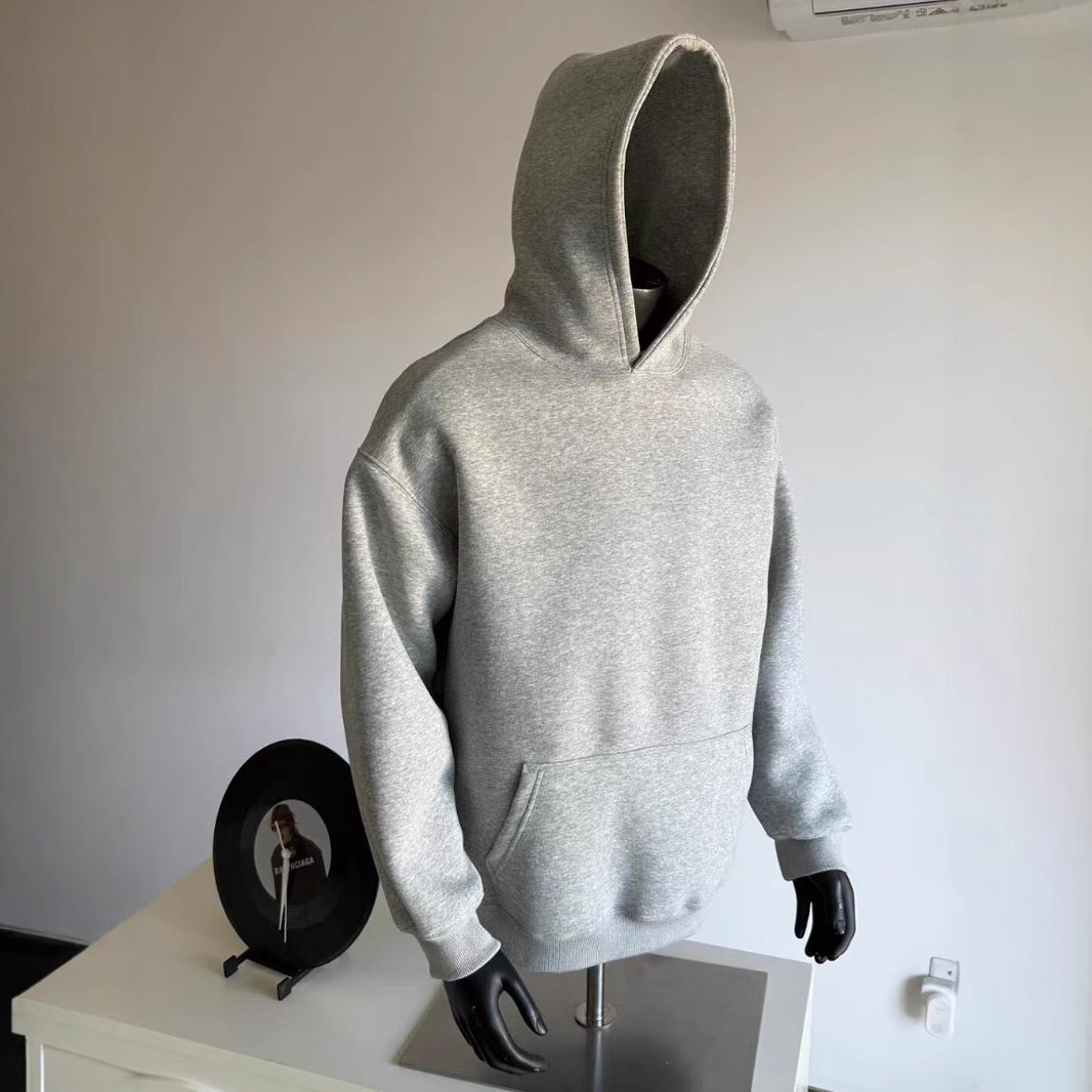 Transfronterizo pesado gris sudadera encapuchada de invierno de otoño para hombres con camisa encapuchada gruesa dura corta y ancha chaqueta con sudadera