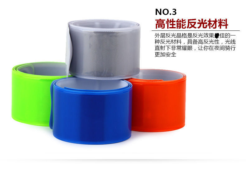 Selección estricta fábrica en stock correa reflectante correa de muñeca anillo de presión reflectante pulsera reflectante tira de advertencia deportiva 13,5g