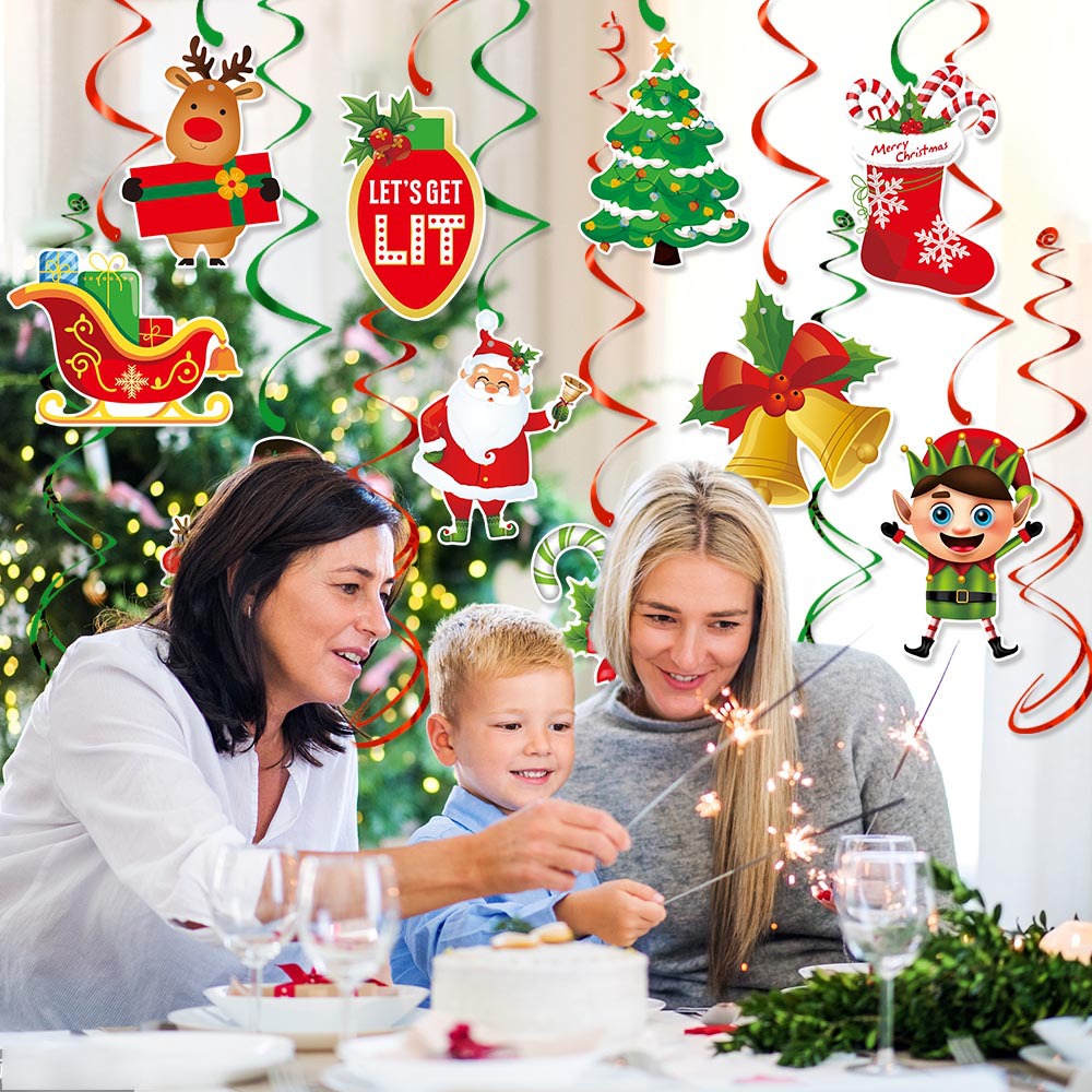 Decoración de Navidad europea y americana etiqueta espiral fiesta de Navidad atmósfera decoración árbol de Navidad muñeco de nieve colgante ornamento