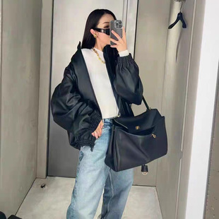 French Rodeo Kelly Bag New First-Layer Cowhide Large-Capacity Fashionable Commuter Women's Crossbody Shoulder Handbag