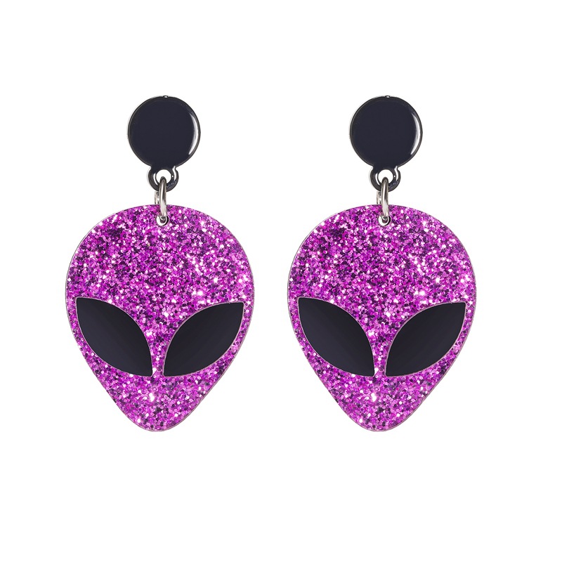 Personalidad europea y americana Alien Glitter máscara moda astronauta pendientes simple horror cuchillo hacha colgante pendientes