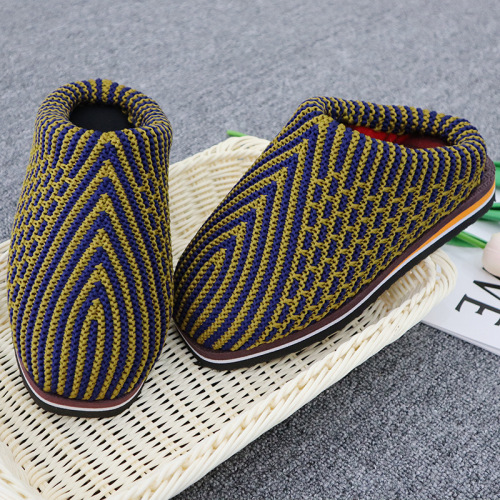Old-fashioned cotton slippers woolen slippers finished women's handmade home rural grandma elderly winter knitting mom style