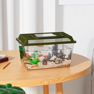 Plastic Household Fish Tank Turtle Tank Outdoor Insect Special Container Small and Medium-sized Satchel Household Breeding Box with Lid
