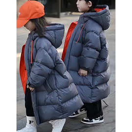 韩国新款男女童装2025冬季长款加厚棉服过膝中大童外套潮
