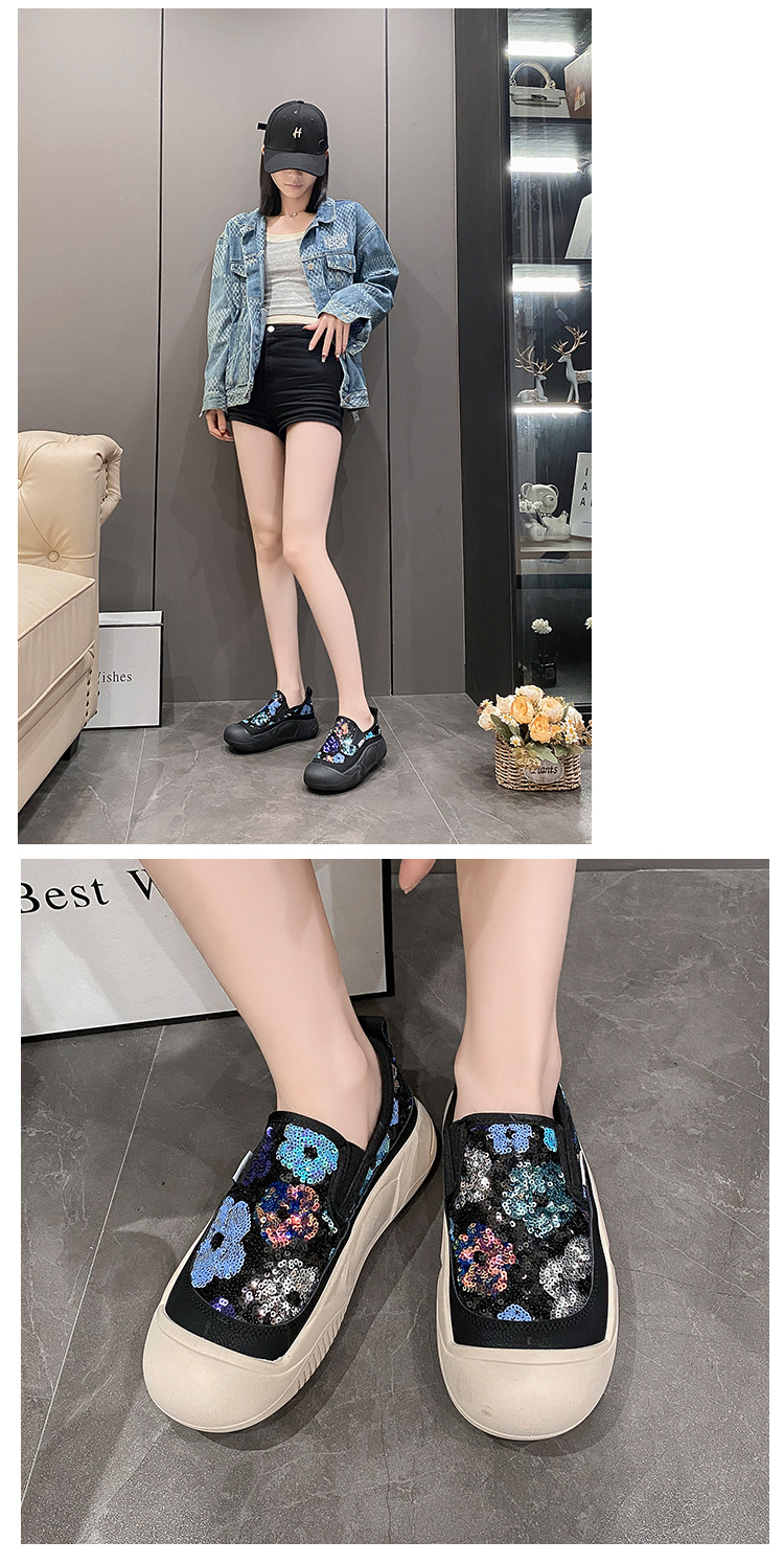 Women's Casual Floral Sequins Round Toe Casual Shoes display picture 11