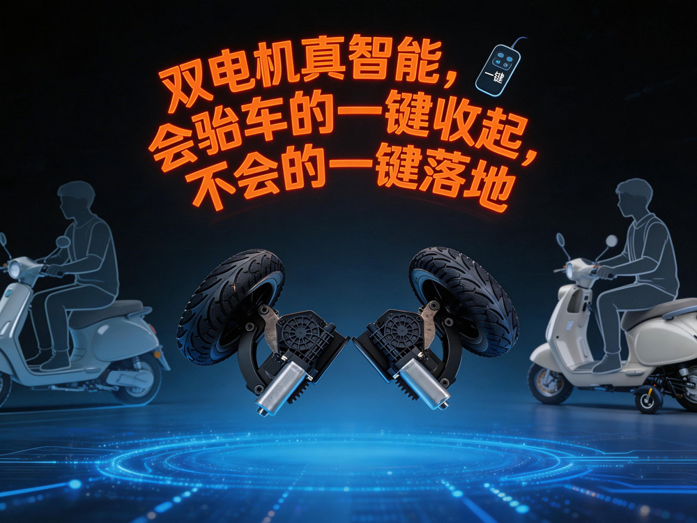 Electric Vehicle Auxiliary Wheels, Dual-Motor Balance Wheels, Anti-Slip and Anti-Fall Wheels for Adults and Beginners, Electric Adjustable and Foldable
