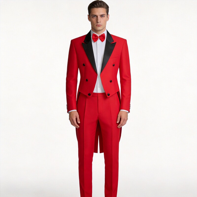 Amazon Men's Tailcoat Suit, Double-Breasted, High-End Slim-Fit Tuxedo for Hosts and Performers, Cross-Border