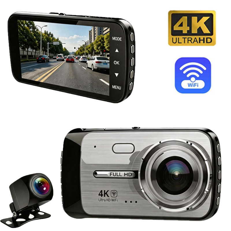 Cross-border high-definition dash cam 4K dual-lens WiFi connected 4inch screen car camera Dash Cam