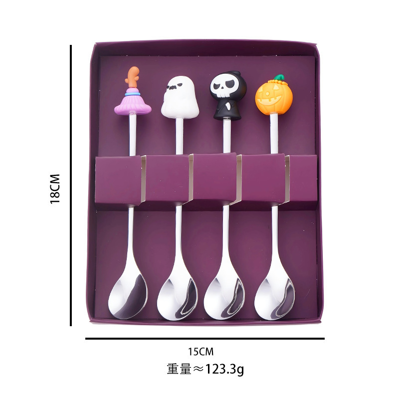 クロスボーダーステンレス鋼食器セットクリエイティブハロウィンフォークとスプーンセットケーキデザートスプーンフルーツフォーク工場直販|undefined