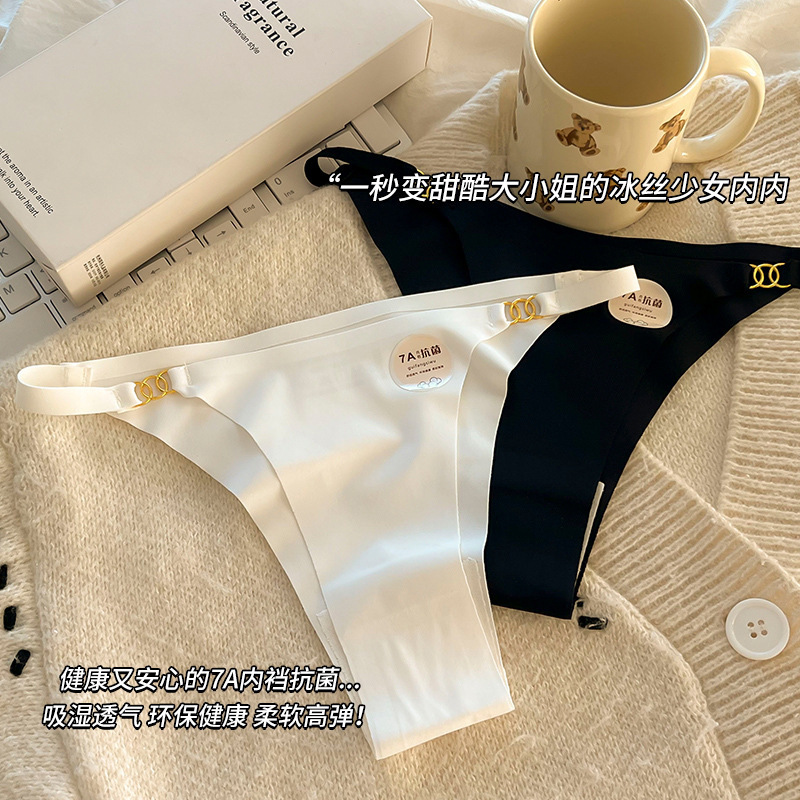 7A Anti-bacterial Women's Traceless T-shaped Underwear Women's Summer Cotton Cotton Crotch Middle Low Waist plus size Sports Style Women's Wholesale