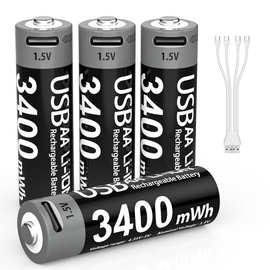 USB充电5号电池 AA 1.5V恒压3400mWh玩具遥控鼠标指纹锁锂电池